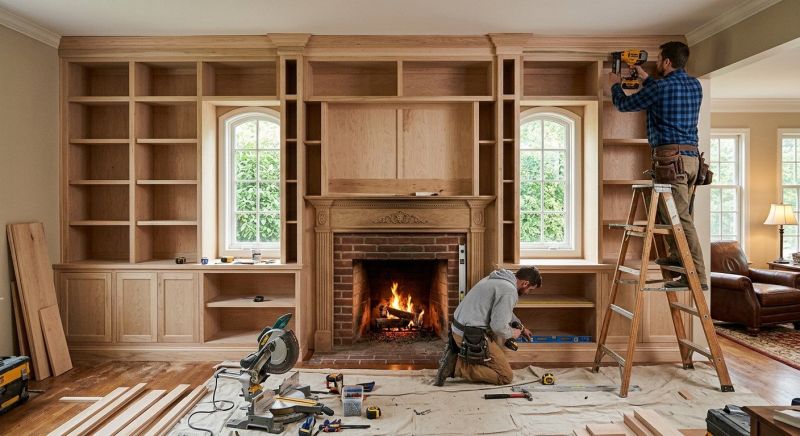Fireplace Cabinet Installation in Durham, NC